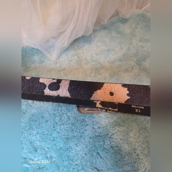Cow Print Belt with Silver Buckle - Picture 4 of 6